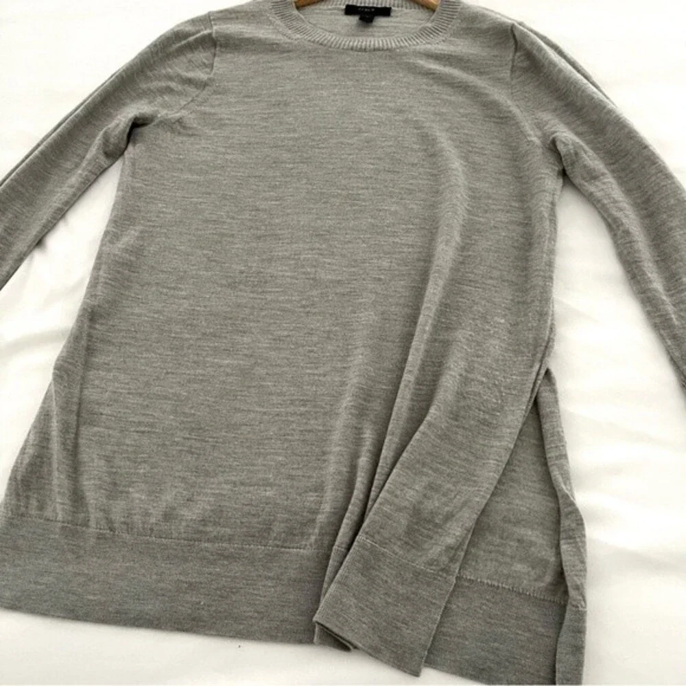 J. Crew Light Merino Wool 3/4 Sleeve Tunic Sweater Light Heather Grey, Size XS